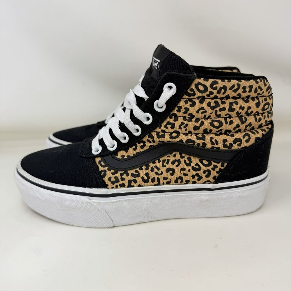 Vans Ward Platform Cheetah Print Sneakers Shoes Black Tan Women’s 99 - Picture 2 of 6